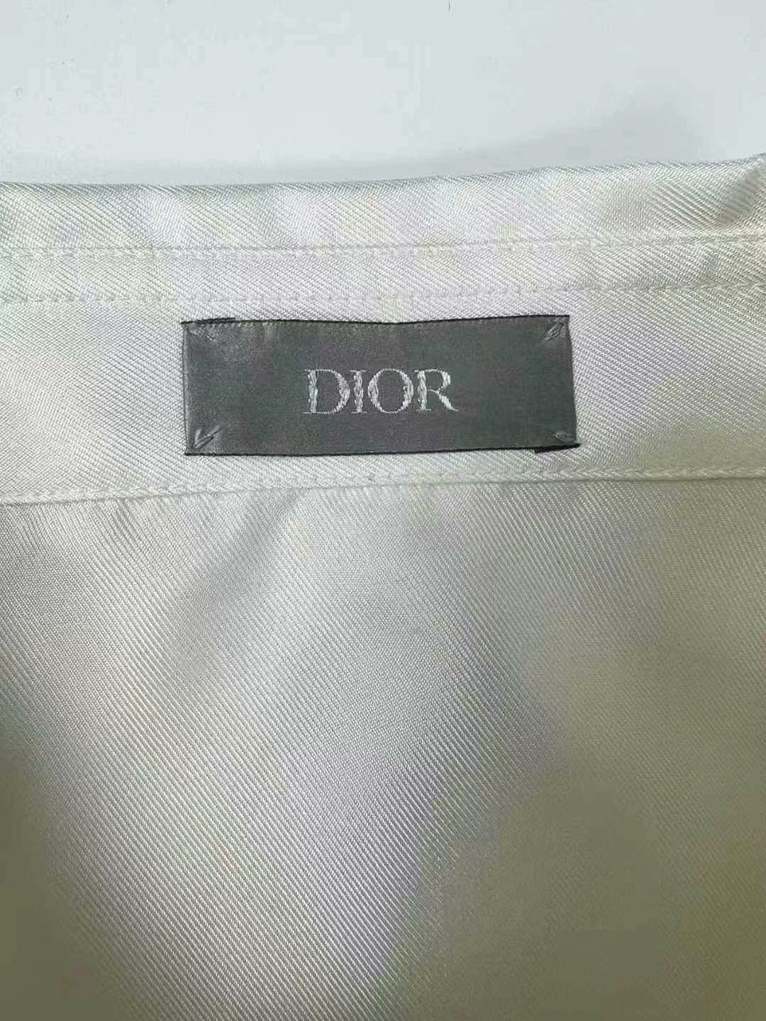 dior long sleeve silk artist logo shirt