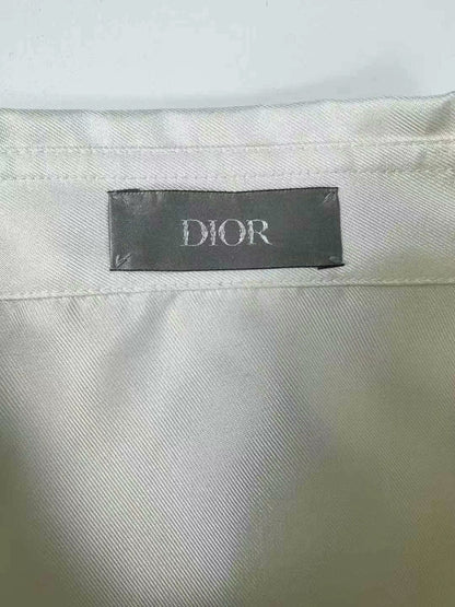 dior long sleeve silk artist logo shirt