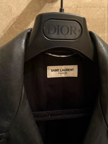 Saint Laurent 14fw Black Wool Leather Jacket