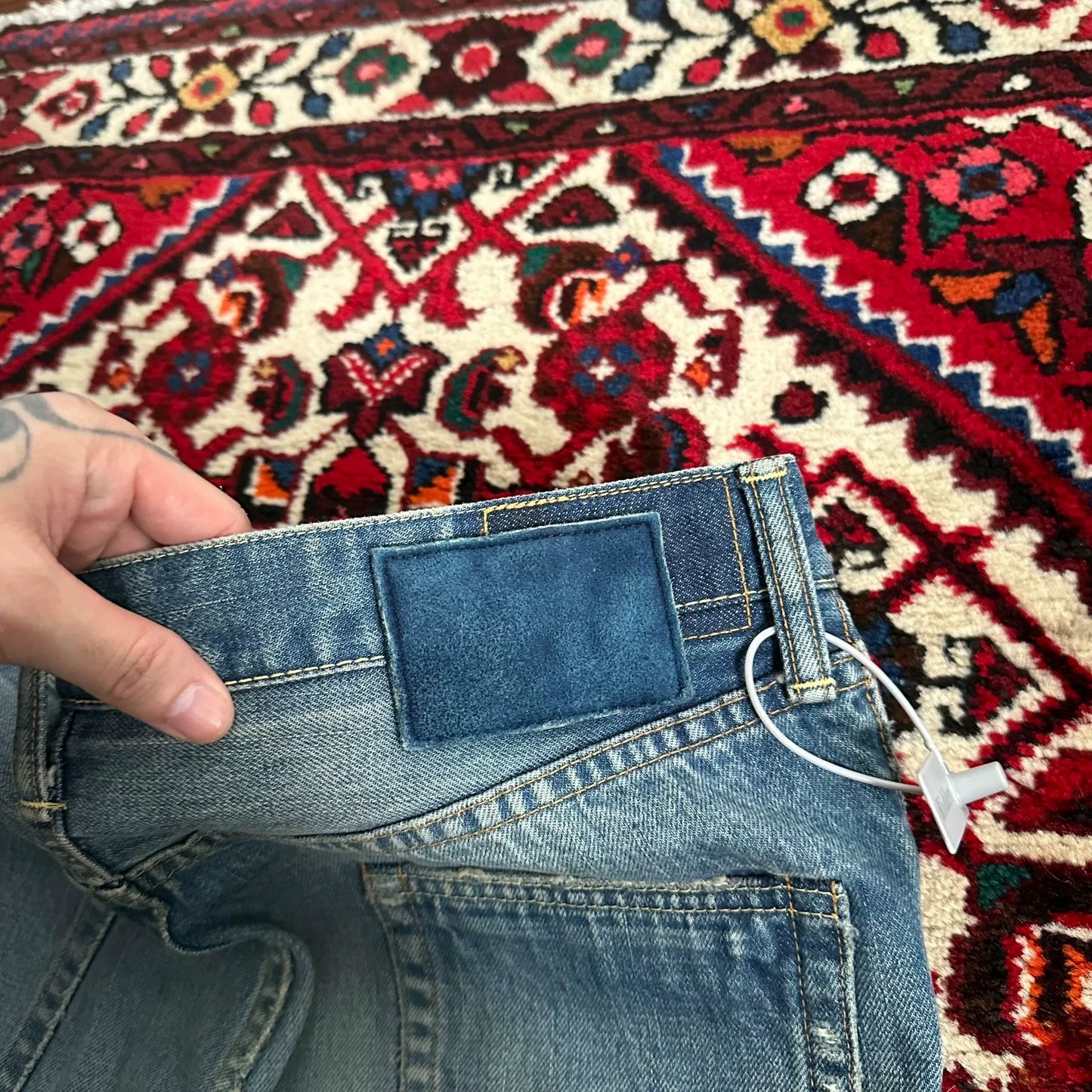 visvim mud-dyed wide-leg jeans