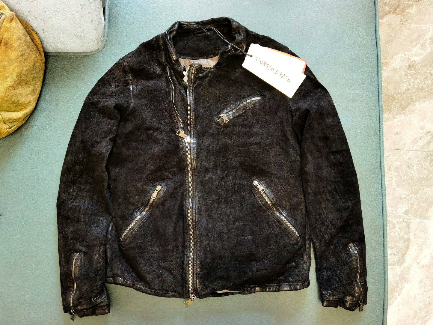 Giorgio Brato Distressed Goatskin Leather Jacket