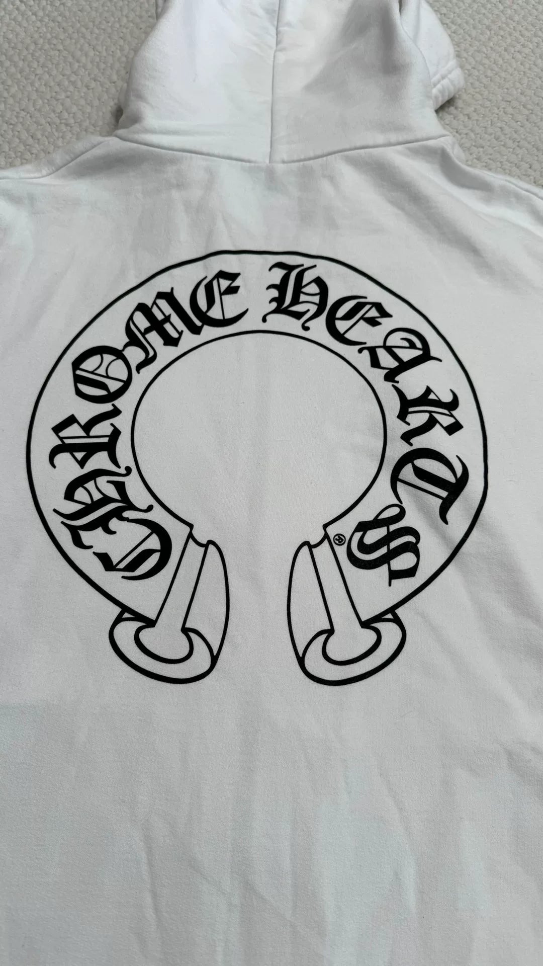 chrome hearts white zip-up hoodie with designs