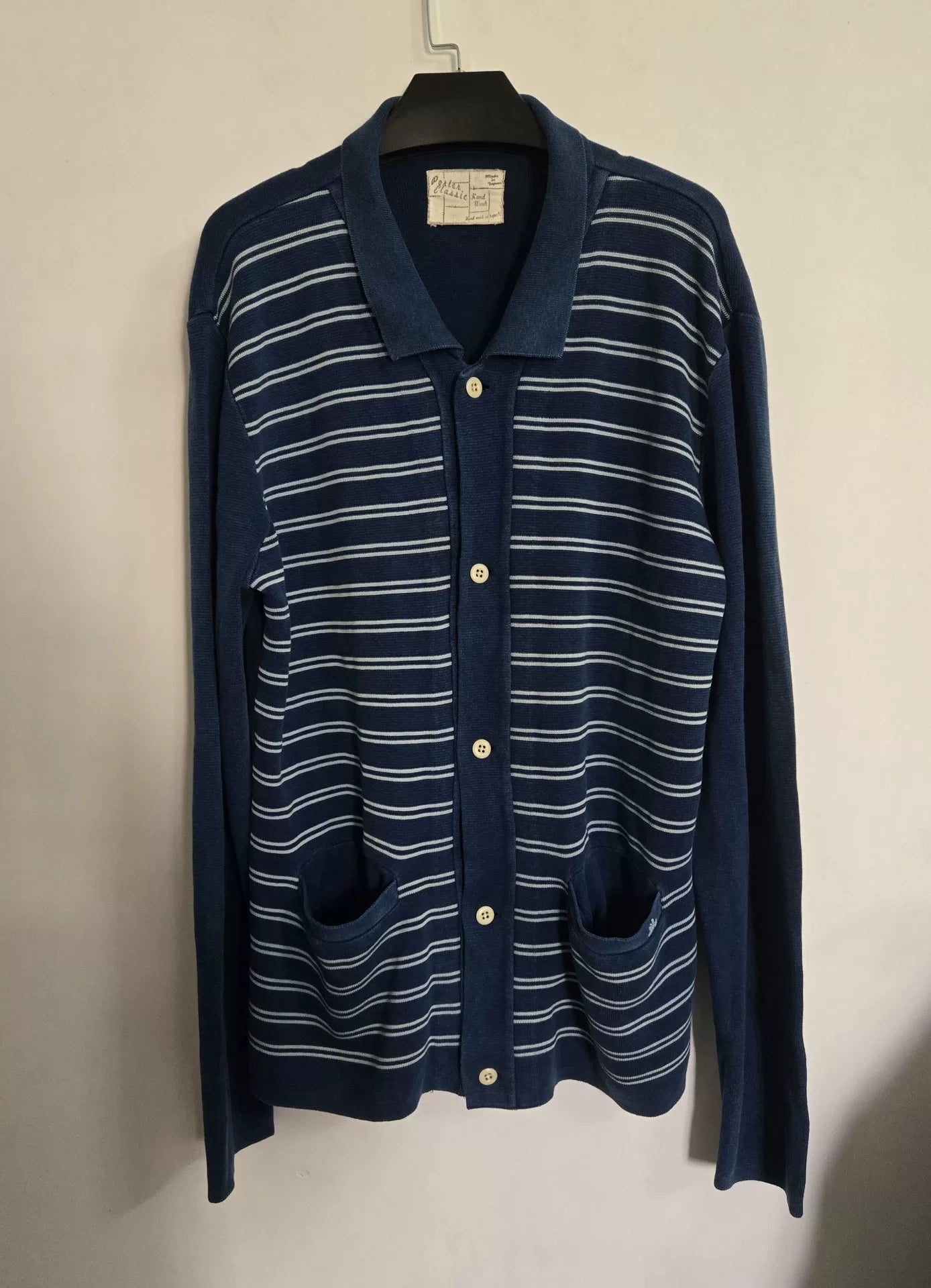 Porter Classic Indigo Knit Stripe Cardigan
