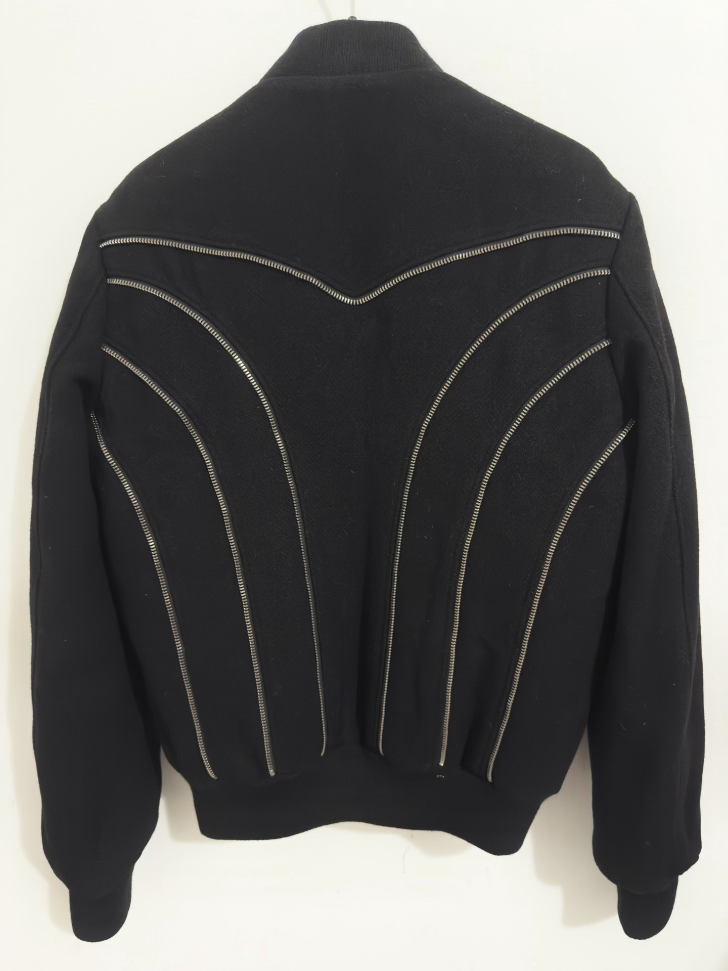 Saint Laurent Multi-Zipper Wool Baseball Jacket