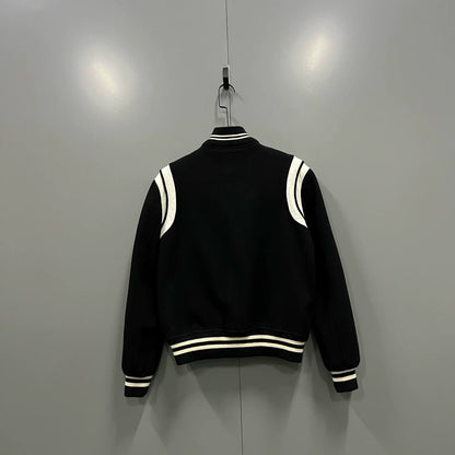 Saint Laurent Black White Baseball Jacket