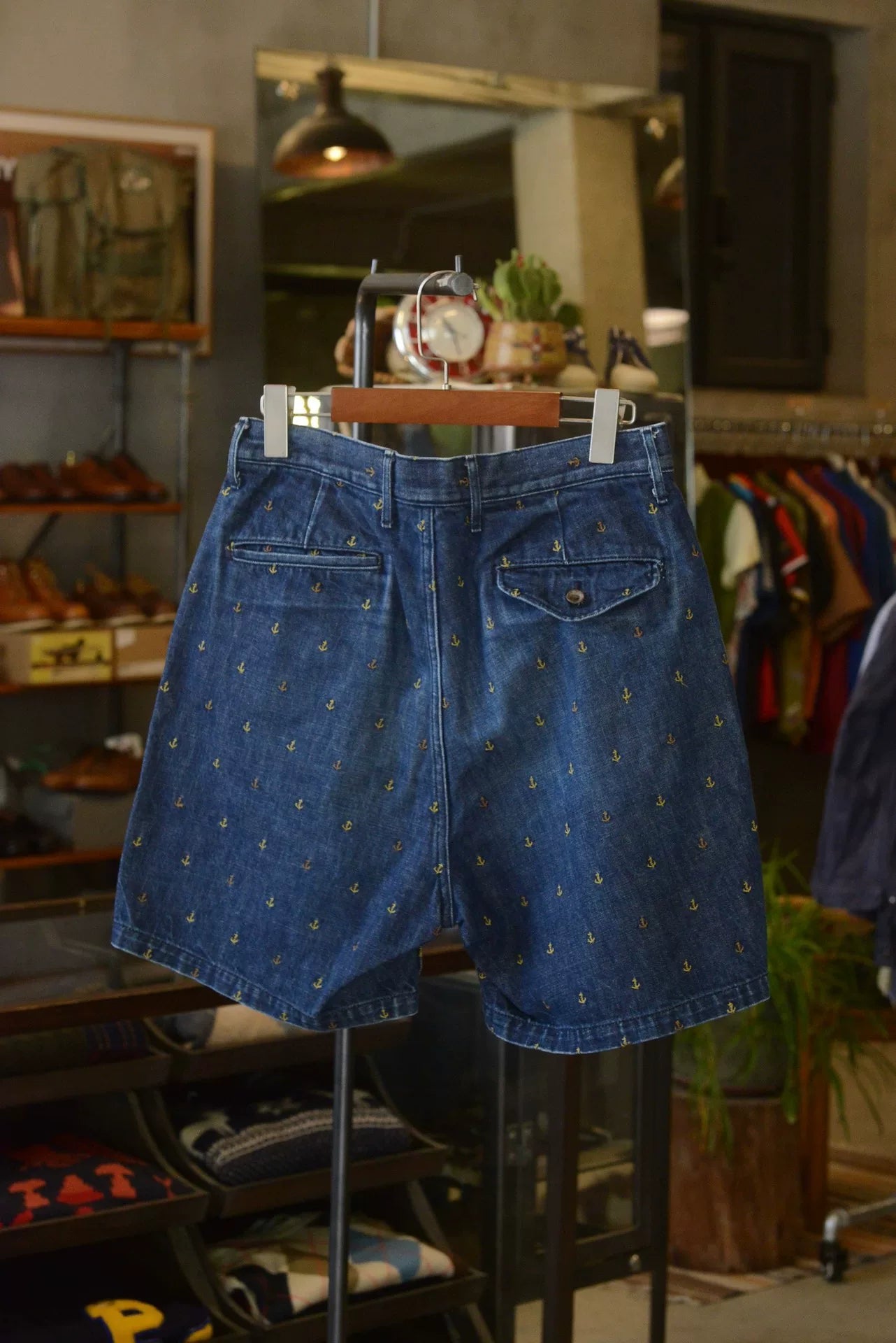 Kapital Embroidered Anchor Denim Shorts