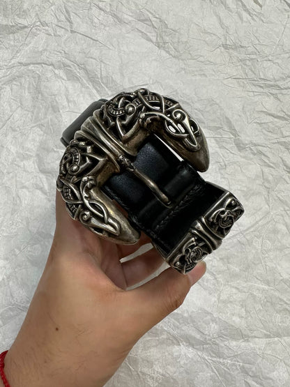 Chrome Hearts Celtic Dragon Carved Silver Belt