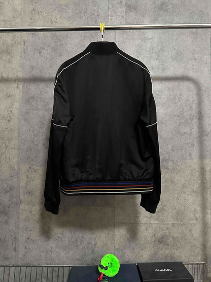 Saint Laurent Black YSL Embroidery Bomber Jacket