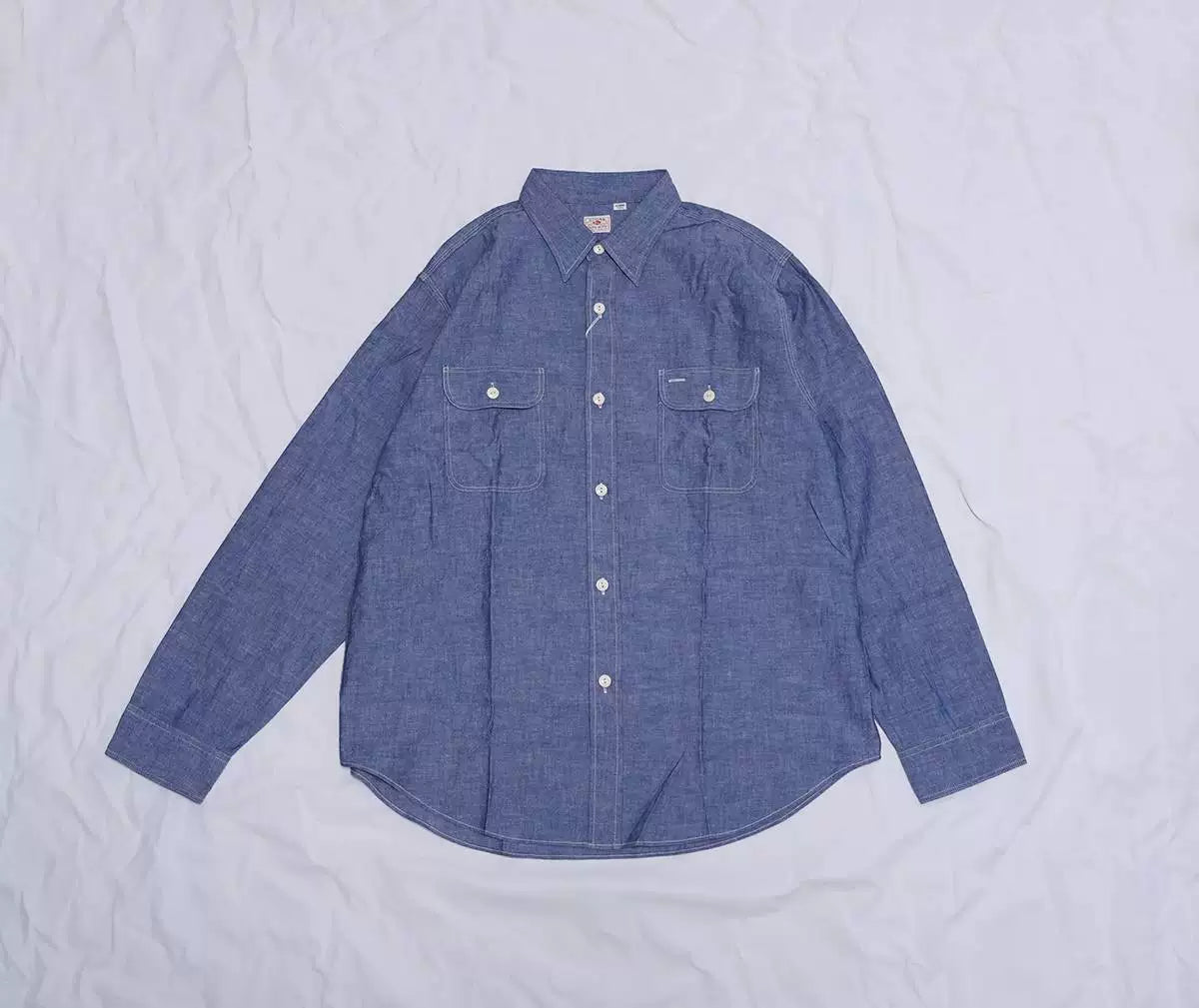 sugar cane blue chambray work shirt xl