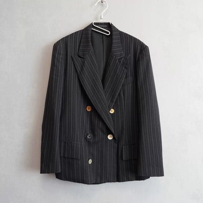 yohji yamamoto double-breasted pinstripe jacket