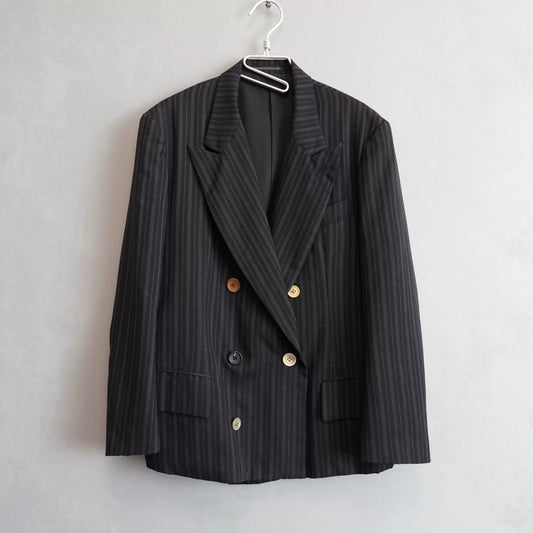 yohji yamamoto double-breasted pinstripe jacket