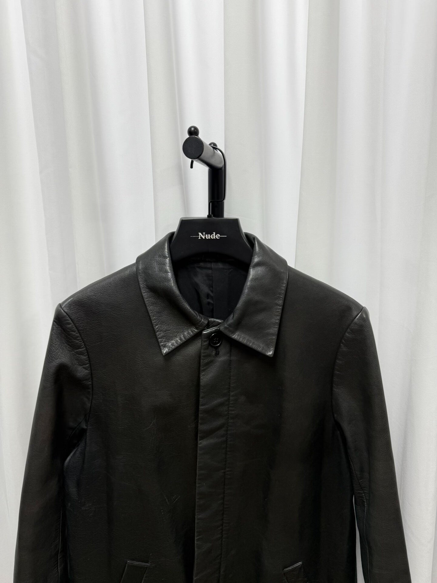 yohji yamamoto y's leather coat in black