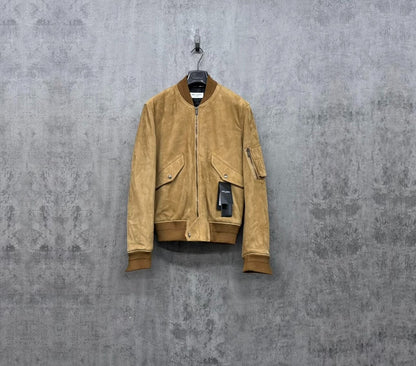 Saint Laurent Tan Suede Bomber Jacket