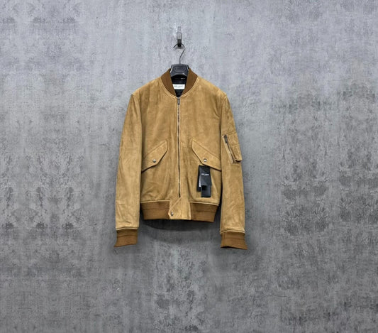 Saint Laurent Tan Suede Bomber Jacket