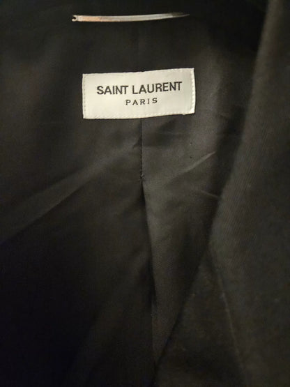 Saint Laurent Black Satin Lapel Blazer