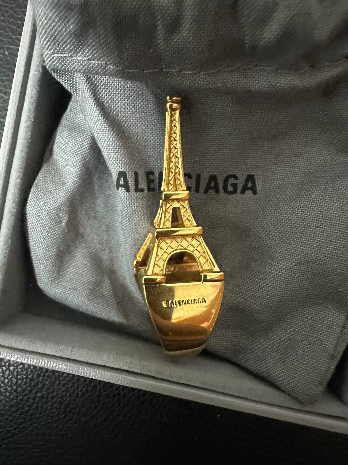 balenciaga eiffel tower ring in gold