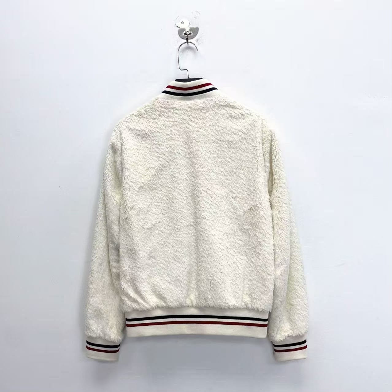 Saint Laurent White Teddy Baseball Jacket