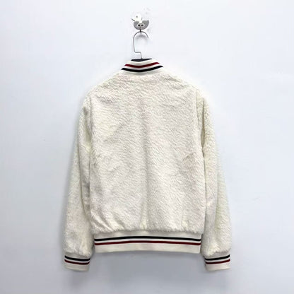 Saint Laurent White Teddy Baseball Jacket