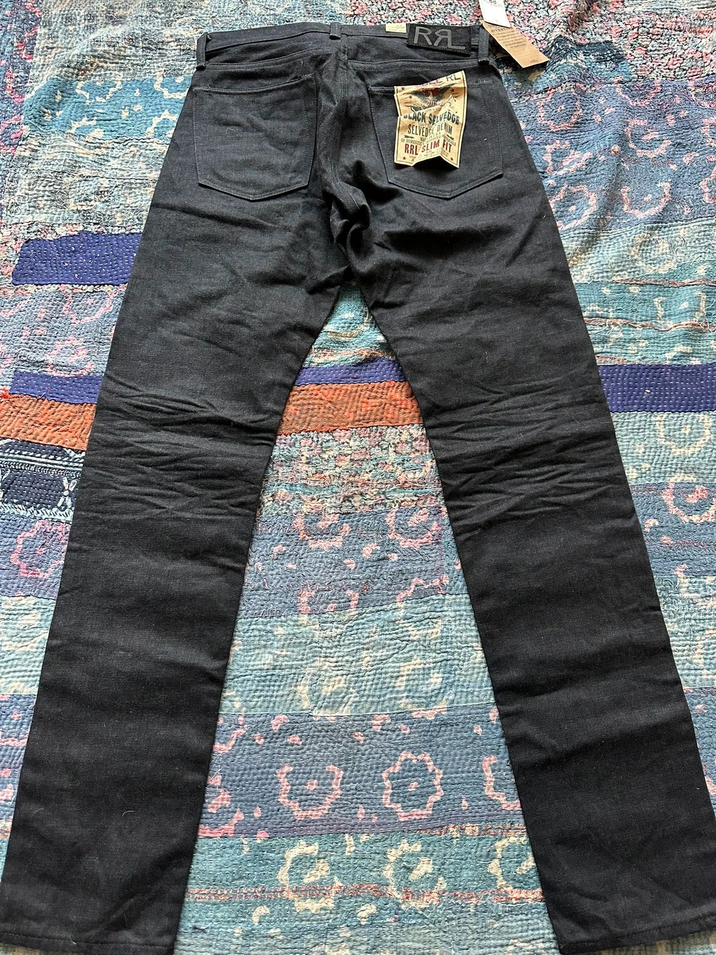 rrl black vintage-style denim pants