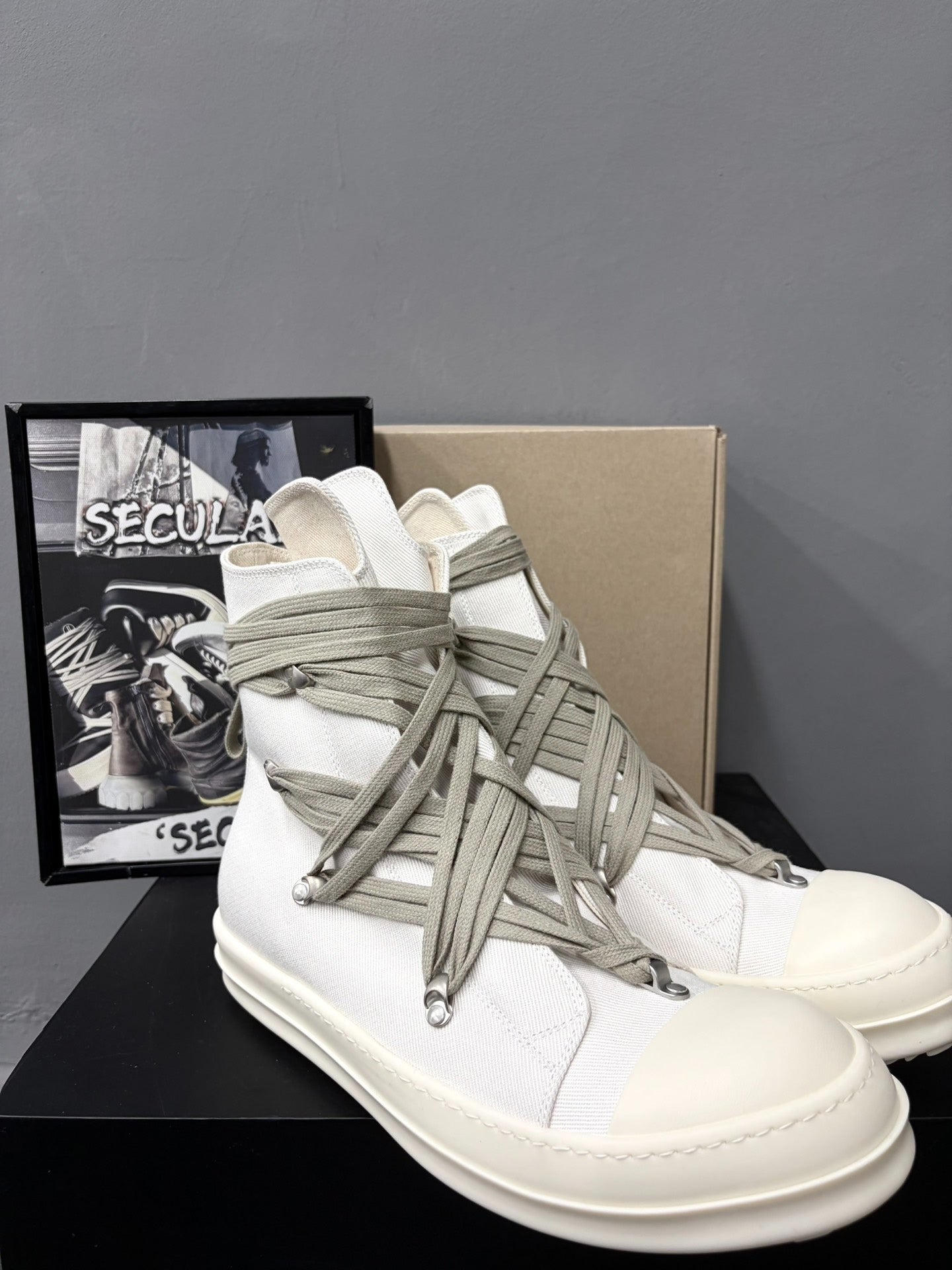 Rick Owens DRKSHDW White High-Top Sneakers