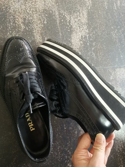 PRADA Black Low-Top Leather Shoes