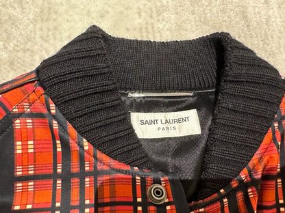 Saint Laurent Red Plaid Bomber Jacket