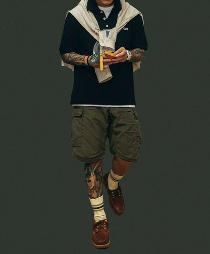 visvim 21ss jumbo weller navy polo shirt