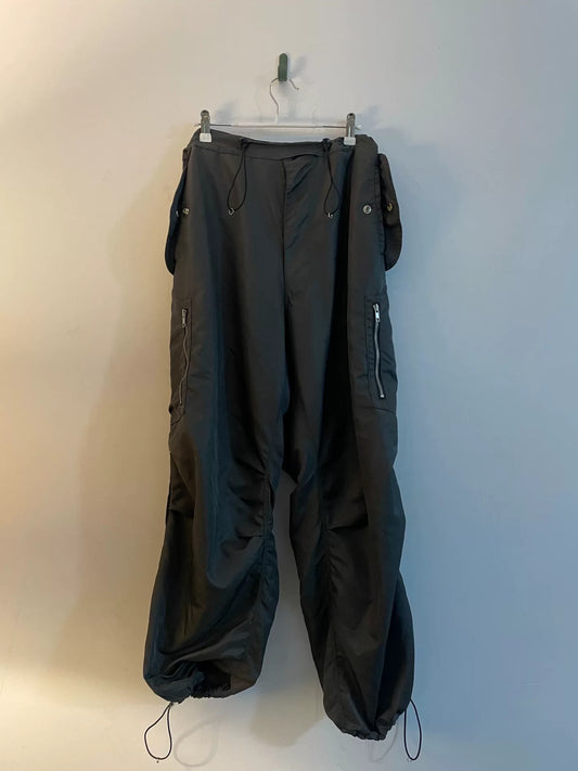 drawstring tactical cargo pants in army green