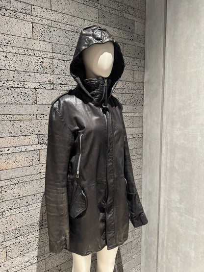 rare hooded leather jacket from 14th addiction