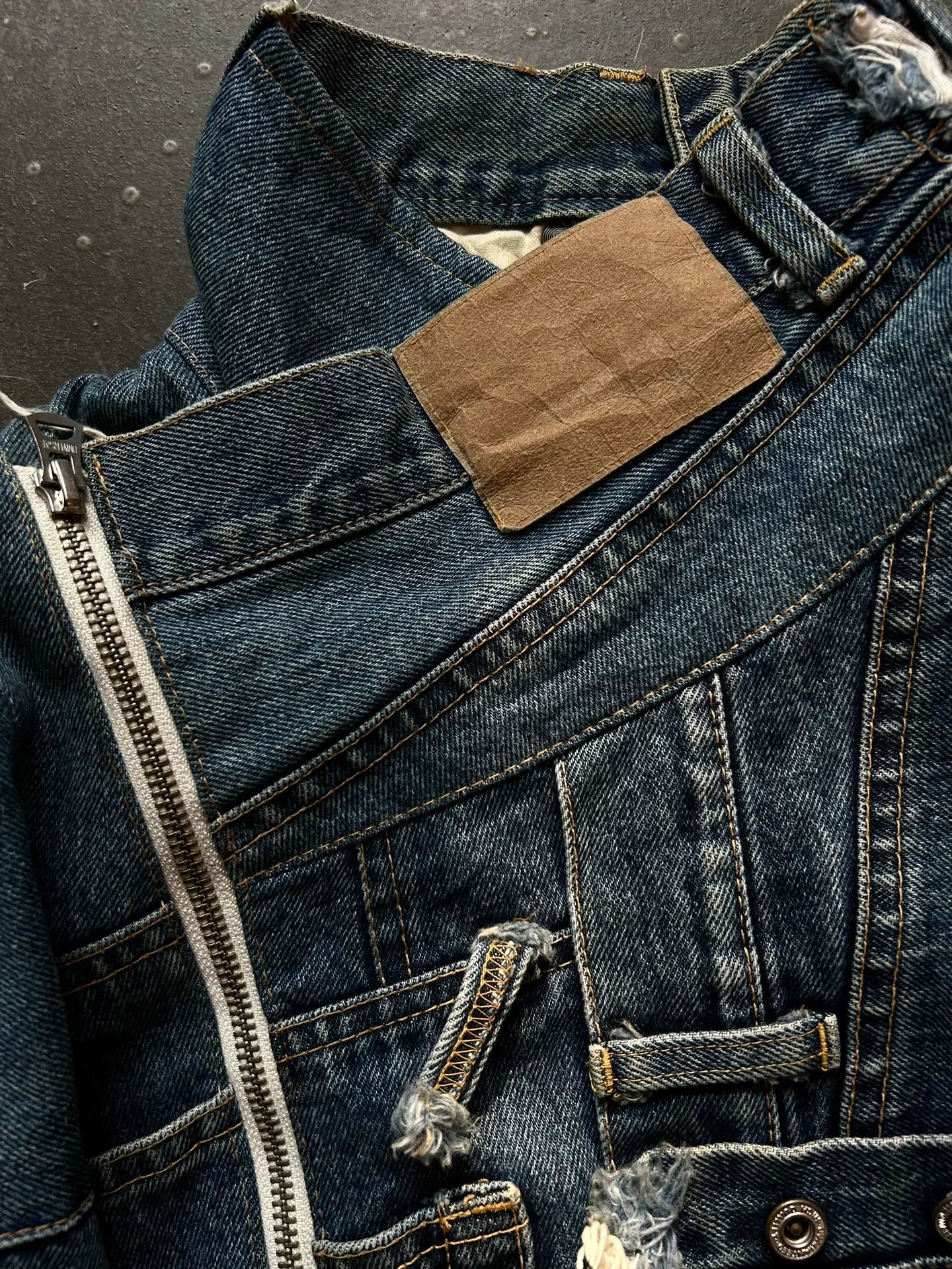 unique asymmetric denim jacket by nozomi ishiguro