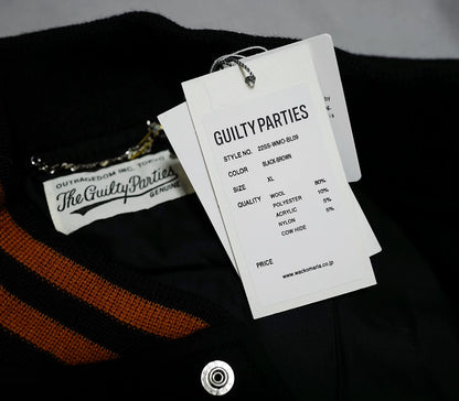 wacko maria varsity jacket with leather sleeves