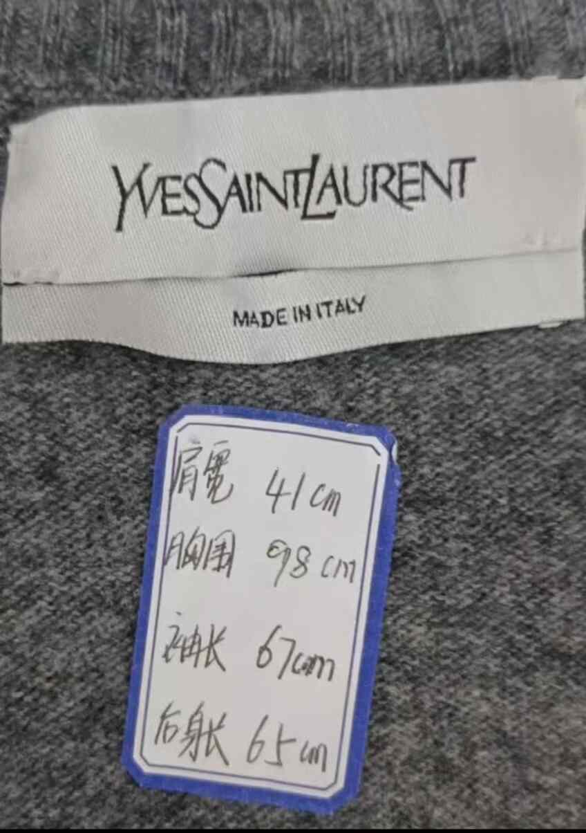 YSL Gray Wool Cable Knit Sweater