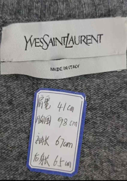 YSL Gray Wool Cable Knit Sweater