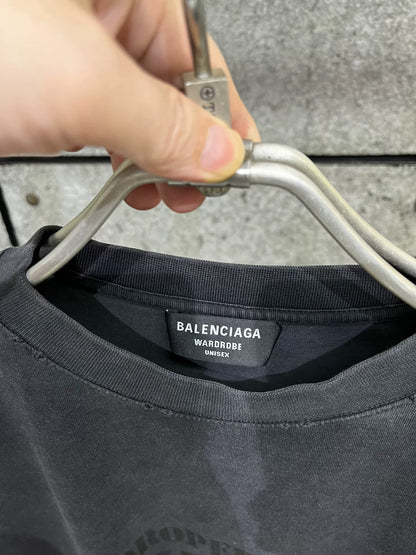 Balenciaga Design Team Black Distressed Tee M