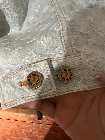 louis vuitton x tyler logo embroidered denim jacket