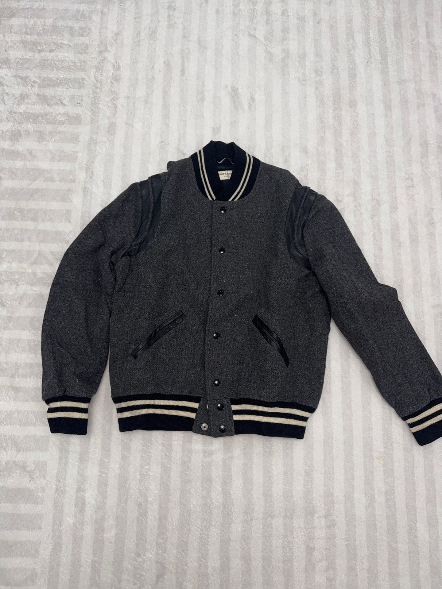 Saint Laurent Gray Baseball Jacket