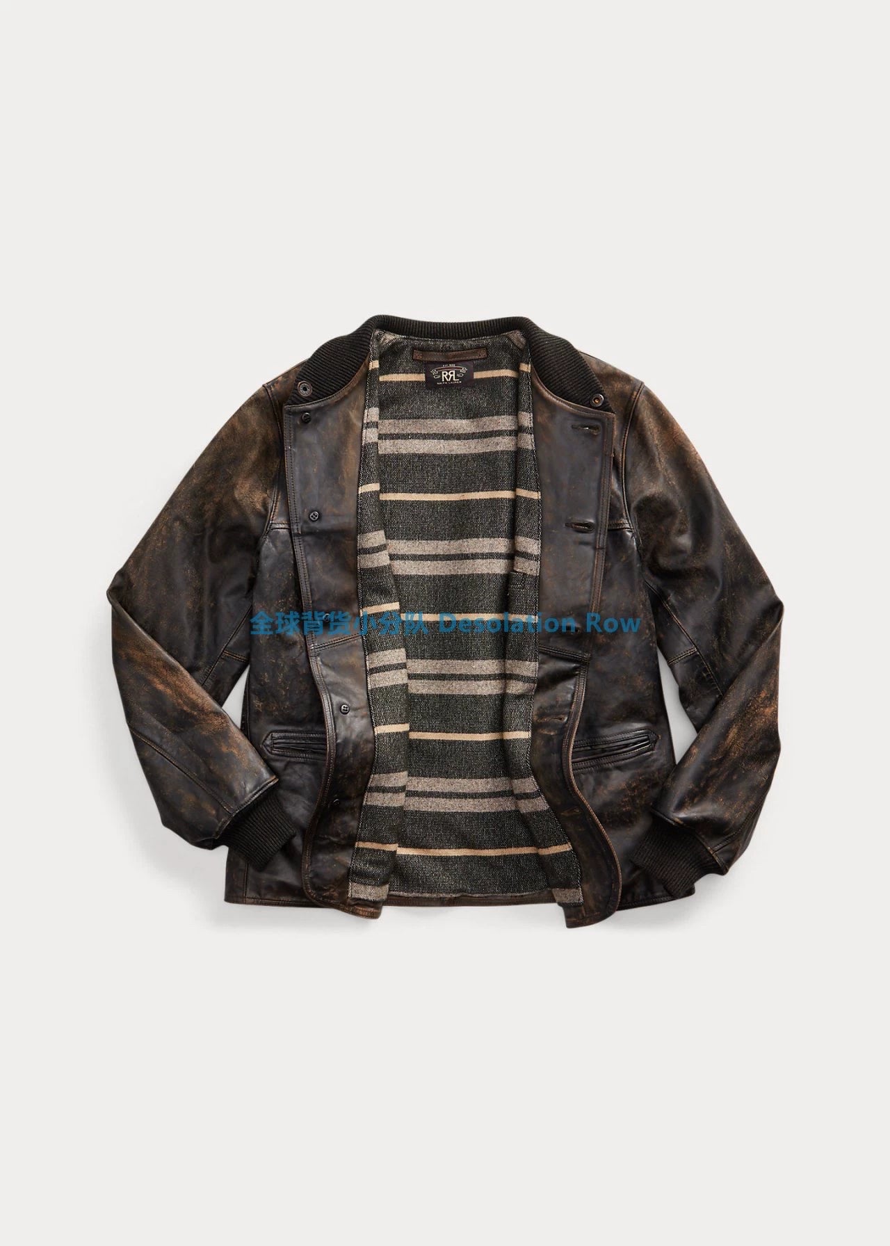 vintage rrl leather baseball jacket