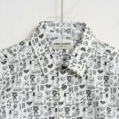 Saint Laurent Men's White Graphic Shirt