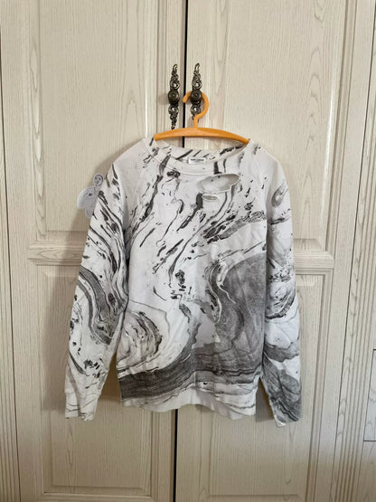 Saint Laurent Marble Print White Hoodie
