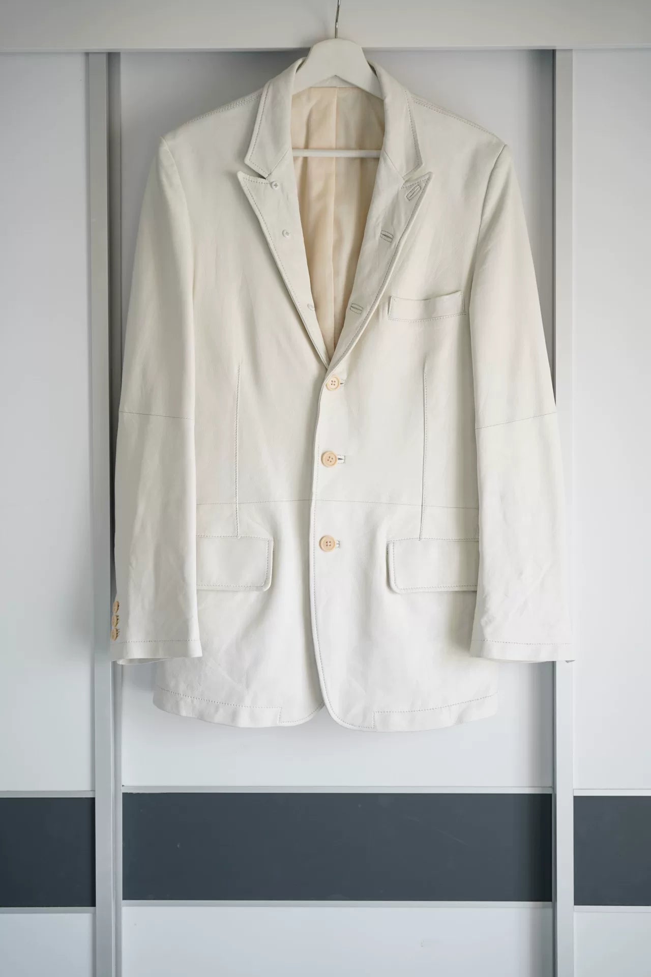 Yohji Yamamoto White Leather Suit Jacket