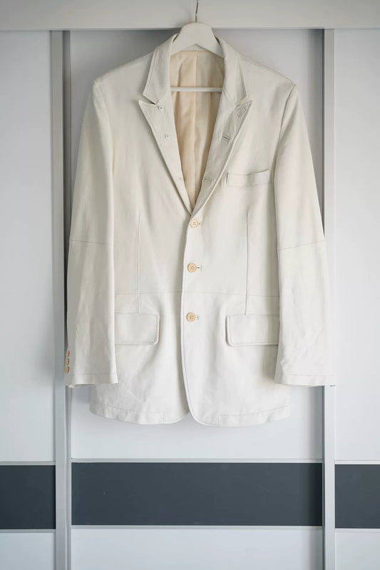 Yohji Yamamoto White Leather Suit Jacket