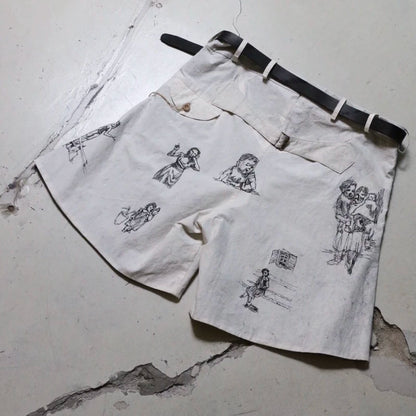 hand-painted shorts with belt from archivio