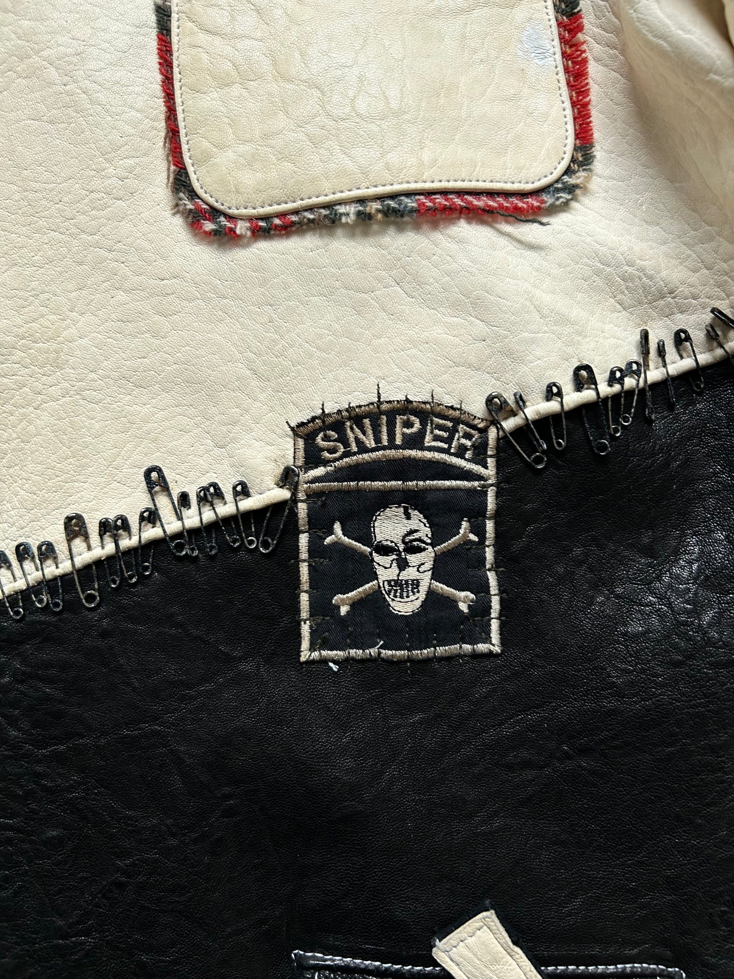 diamond dogs patchwork jacket with plaid collar