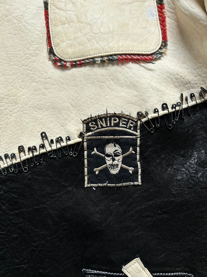 diamond dogs patchwork jacket with plaid collar