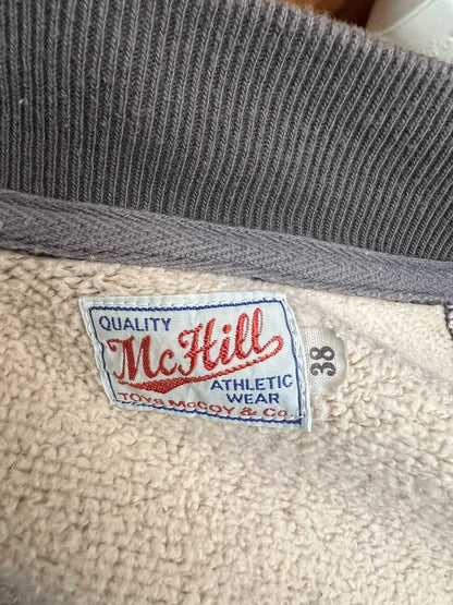 vintage gray zip-up sweatshirt with gold print