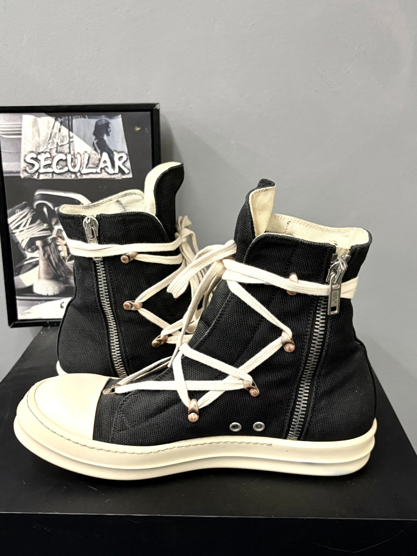 Rick Owens High-Top Canvas Star Sneakers