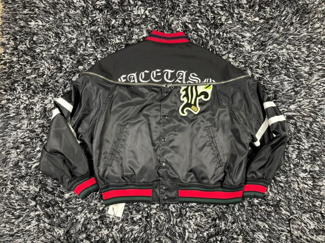 facetam black jacket with red accents