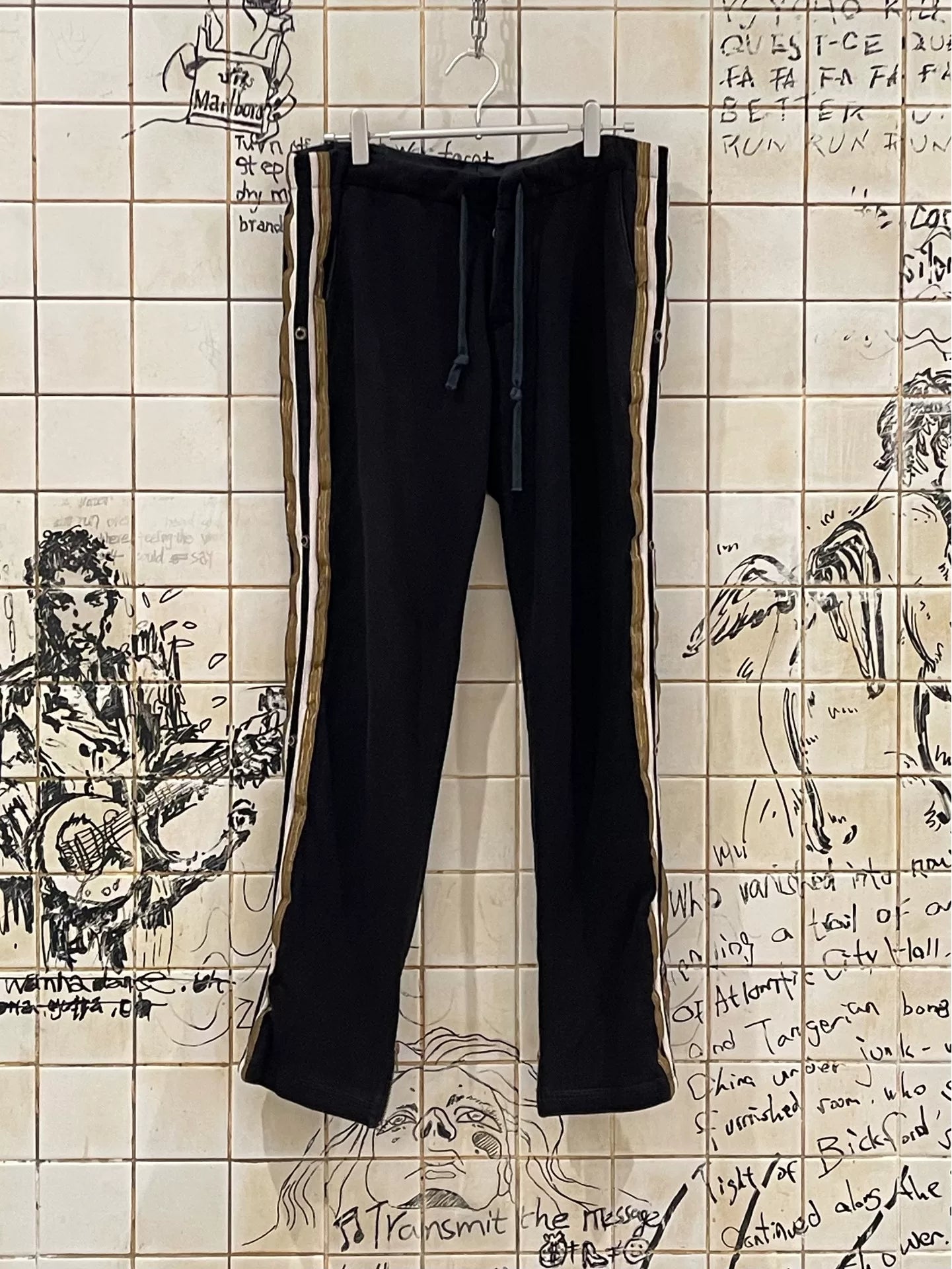 Greg Lauren Black Gold Stripe Sweatpants