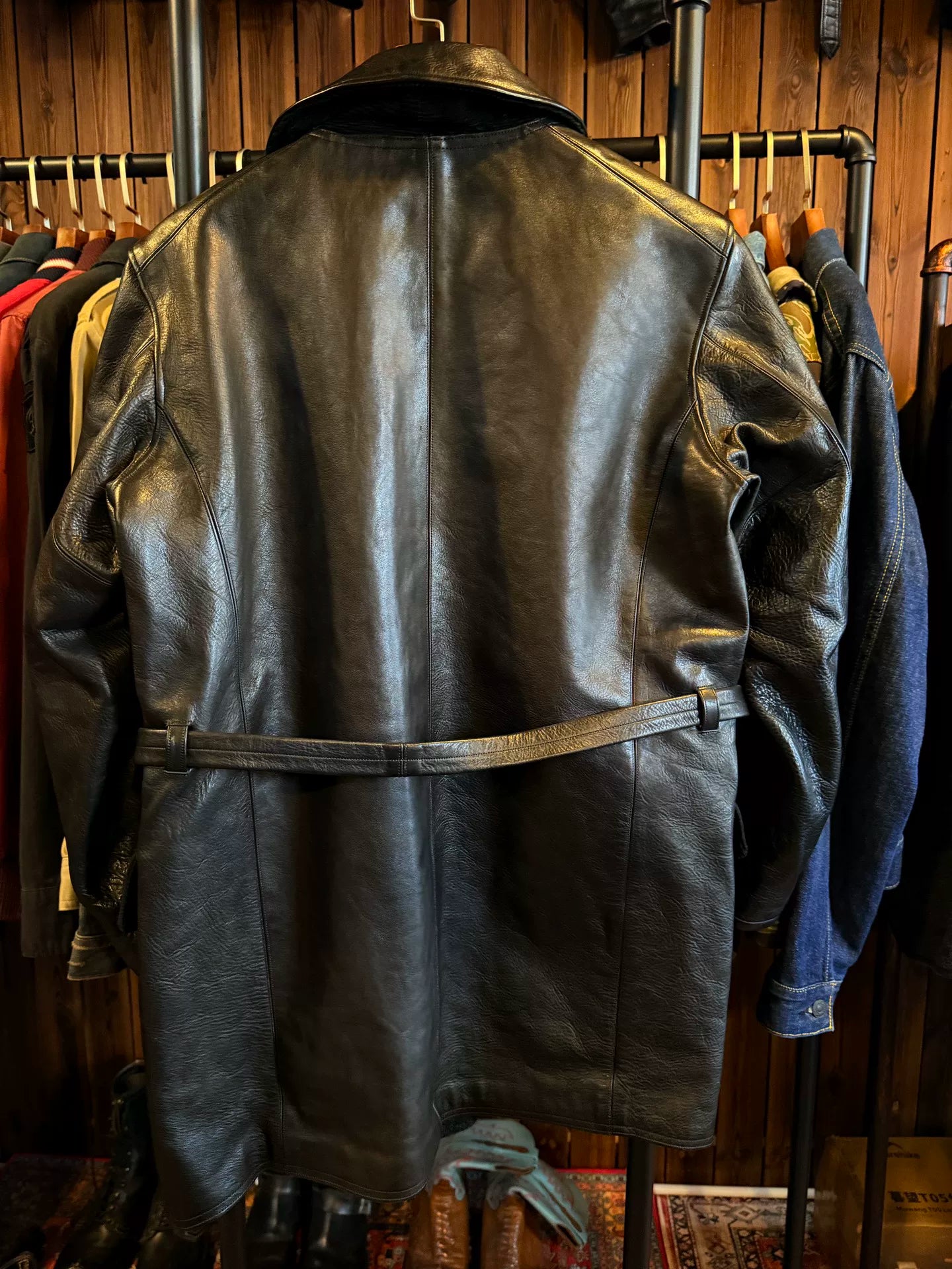 Old Joe Horse Leather Double-Breasted Coat