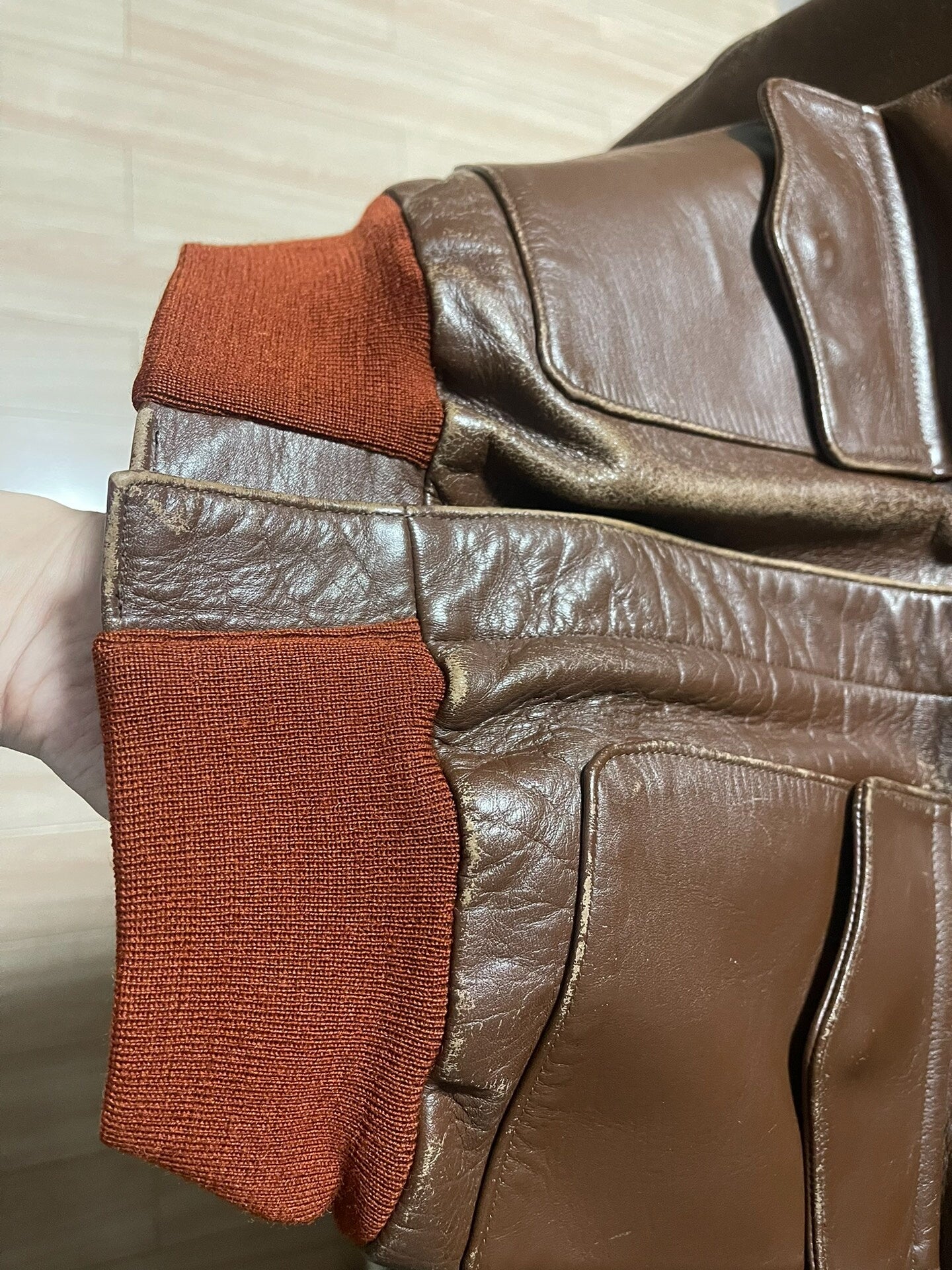 vintage real mccoy leather bomber jacket